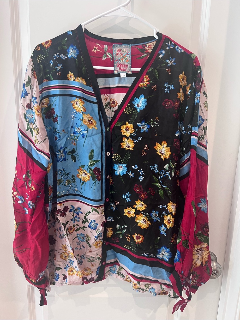 Johnny Was Perdita Blouse Size Large 100% Silk